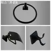 Comercio Exterior Transfronterizo Aleación de Zinc Negro Acero Inoxidable Juego de Accesorios para Baño Juego de Toallero Barra para Toallas Juego de Seis Piezas
