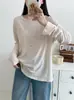 Camisa Base de Lyocell Tencel Lino Algodón, Blusa Fina de Tencel Lino para Primavera/Verano, Amigable con la Piel, Manga Larga con Bolsillos
