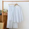Estilo Nuevo Primavera y Verano Algodón Ropa de Casa para Mujer Pijamas Algodón Puro Delgado Casual Hogar Holgado Conjunto de Pantalón Largo