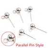 Brincos de esfera de aço inoxidável 3-6mm, conta redonda com pino e argola para pendurar, acessórios para joias DIY, atacado 0,2-1g, sem tarraxa