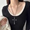 Colar de Cruz Escura Empilhado Gargantilha de Nicho Masculino e Feminino Multi-Camada All-Match Niche Design Clavícula Cadeia Novo Estilo