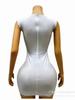 Falda Corta de Malla Transparente con Diamantes Ropa de Escenario Sexy Europea y Americana Malla Caliente Diamantes Vestido con Cortes Vestido de Noche Estrella Femenina