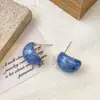 Brincos Pequenos de Feijão com Esmalte Francês em Forma de Gota de Óleo Estilo Ins para Mulheres Nova Moda Versátil para o Dia a Dia