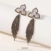 Brincos de Corrente Longa com Garras Exageradas Elegantes de Prata S925 com Strass para Mulheres Brincos com Franjas de Diamante Colorido Europeus e Americanos Brincos da Moda