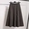 Saia Midi de Lã Linha A Outono Inverno Saia Feminina Temperamento Saia Longa Que Cobre o Quadril Emagrecedora Saia Midi Linha A Saia Evasê Fluida Saia de Inverno