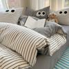 Juego de Cama de Algodón Lavado de Cuatro Piezas para Todas las Estaciones, Funda de Edredón para Dormitorio de Estudiante, Juego de Cama Individual de Tres Piezas