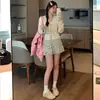 Saia Curta Floral Preta para Mulheres, Nova Saia Bolo Puffy de Cintura Alta Linha A Primavera/Verão 2026, Saia de Bolinhas Emagrecedora