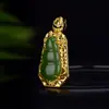 Colgante Kabasi de Plata S925 Incrustado con Jade Hetian "Bao Fu" Filigrana, Joyería Femenina Estilo Chino, En Stock Venta al por Mayor