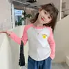 Camiseta Básica de Cuello Redondo para Niñas Moda Primavera y Otoño 2026 Manga Larga Popular para Niños y Bebés con Dobladillo Curvo