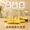 Luces de Cadena con Cúpula de Cristal Luz Nocturna, Base Esférica Arqueada de Madera Maciza, Adorno Decorativo de Escritorio, Iluminación Iluminada a Prueba de Polvo
