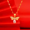 Imitação de ouro 24k incrustado com pingente de gema de zircônia colorida Moda feminina Net Red Live imitação turmalina areia ouro joias atacado