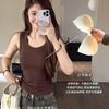 Chaleco de Ballet Cepillado Dongdaemun 8613 para Mujer, Nuevo Estilo Otoño e Invierno con Almohadilla Integrada en el Pecho, Camisola Base Versátil Casual Adelgazante
