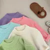 Suéter de Malha Grossa para Bebê Primavera e Outono Moda Coreana Menina Tricotado Elegante Camisa Base Top Roupas Cor Doce