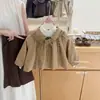 Hoja de Otoño SieteWutong Limón Salado ~ Gabardina de Otoño para Niña en Caqui con Cuello de Muñeca, Estilo de Longitud Media