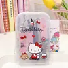 Cortador de unhas de aço inoxidável com estampa de desenho animado fofo japonês, kit de ferramentas para unhas, limpador de ouvidos, manicure, conjunto de 7 peças