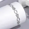 Pulsera de Plata Pura S925 con 3 Piedras Principales de 4x6/6x8mm Base Plana DIY Pulsera de Calcedonia Mariposa Luz de Luna en Estilo Juvenil