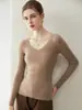 26 Nuevo Suéter de Cachemir 100% Puro Sin Costuras Otoño/Invierno para Mujer, Cuello en V Ajustado Agradable a la Piel Suéter Base de Punto