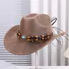 2025 Nova Moda Estilo Cowboy Ocidental Chapéu de Cowboy com Duas Fileiras de Contas Viagem à Pradaria Cavalgada Chapéu de Sol Leve