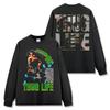 Camiseta de Manga Corta Estampada 2 PAC TUPAC Hip Hop Americano Transfronterizo Lavada Manga Larga Suelta Sudadera con Capucha para Hombre Venta al por Mayor