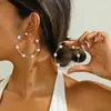 Pendientes de Perla Creativos Retro de Gama Alta Transfronterizos Europeos y Americanos Pendientes de Círculo Oversize Simples y Elegantes Joyería para Mujer