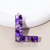 Llavero de 26 Letras Más Vendido por el Fabricante, Piedra Morada, Colgante Pequeño Semiacabado, Resina, Accesorios de Joyería DIY para Mujeres