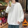 Suéter gola redonda masculino primavera e outono plus size roupas soltas ins moda marca bonito jovem forrado de lã manga comprida casaco