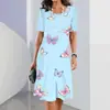 Vestido de Cuello Redondo Explosiones Impresión Digital 3D Verano para Mujer Casual de Manga Corta 2024 Nuevo de Comercio Exterior Transfronterizo