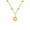 Collar con Piedra de Nacimiento Chapado en Oro de 14K Transfronterizo para Mujer, Acero Inoxidable No Descolorante Nicho Colgante de Diamante Único Cadena para Clavícula Venta al por Mayor