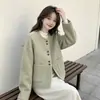 Abrigo de mujer estilo japonés para primavera y otoño, abrigo corto de botones para figuras petite, abrigo de lana con un toque de alta gama, cárdigan versátil y moderno