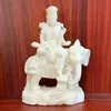 Manjushri y Samantabhadra Bodhisattva Tallados en Marfil 15*10*6cm Escritorio de Oficina Sala de Estar Decoración Artesanías Adornos