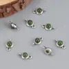 Anillo doble de plata de ley S925 con jaspe, accesorios retro de puntos redondos pequeños, material para pulsera de cuentas hecha a mano DIY