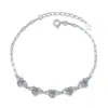 Pulseira de Moissanita Pulseira de Prata Esterlina S925 para Mulheres Estilo Coreano Simples e Versátil Cheia de Amor Pulseira Pulseira de Diamante Moissanite para Mulheres