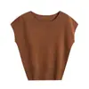 [Hengjia Hj] Tricô de Lã Solto com Gola Redonda e Mangas Curtas tipo Asa para Mulheres, Versátil, de Alta Qualidade, que Cobre o Corpo, Tricô Casual Simples