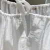 Blusa corta de nube con manga abullonada, holgada, hombros descubiertos, cuello de amarre, bordada, manga corta, estilo tejido corto de mohair blanco