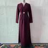 Vestido de Mujer de Moda Otoño 2025 Nuevo Amazon Transfronterizo Europeo y Americano Cuello en V Manga Larga Ceñido a la Cintura Fruncido
