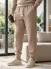 Calça jogger masculina transfronteiriça TK em jacquard de diamante com cordão na cintura elástica, bolso traseiro, corte solto, calça cropped esportiva de malha