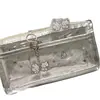 Linda lapicera transparente de doble capa con conejito de píxeles, estilo ins de alta apariencia, bolsa de almacenamiento grande para estudiantes, lapicera para niñas