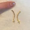 2025 Novos Brincos Populares de Estrela com Fileira de Diamantes Luxo Acessível Moda Design de Ponta Brincos Brilhantes para Mulheres