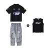Ropa Moderna Infantil de Street Dance Niños y Niñas Marca Moderna Conjunto de Camisa de Béisbol de Manga Corta Atuendo Genial de Hip-Hop para Niños