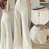 Jeans Blancos de Pierna Ancha Extra Largos para Mujeres Altas 175, Pantalones Rectos Sueltos Ajustados de Cintura Alta Nuevos y Versátiles
