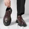 Zapatos de cuero para hombre, estilo británico, business casual, zapatos Derby formales, suela gruesa, que aumentan la altura, zapatos de boda para el novio - 2851