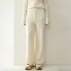 Pantalones de Cachemir Grueso de Cintura Alta con Caída y Pierna Ancha de Punto Recto Largos hasta el Suelo Pantalones Cálidos para Mujer