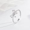 Anel de laço fofo Prata esterlina coreana S925 anel estilo ins Zircônia diamante feminina pulseira personalizada de laço