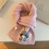 Bufanda de Punto Azul de Pingüino Lindo para Mujer Otoño e Invierno Atmósfera Coreana Dibujos Animados Protección Cálida para el Cuello Bufanda de Lana para Estudiante