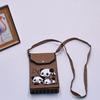 Bolso para teléfono móvil de estilo coreano con diseño de panda pequeño, bandolera de punto, bolso de mano con solapa, bolso informal para salir