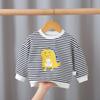 Suéter Infantil Bebê Masculino e Feminino Primavera e Outono Estilo Ocidental Manga Longa Algodão Decote Redondo Camiseta Camiseta Base de Casaco de Bebê