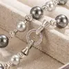 Collar de Perlas de Color Mixto para Mujer, Perlas de Corte Estrellado, Tonos Tierra, Geométrico de Alta Gama Vintage, Perlas de Vidrio Full-Diamond