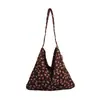 Bolso de lona con estampado de leopardo y flores de gran capacidad, estilo de blogger coreano 2026, bolso de hombro único, bolso de mano para mujer