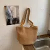 Nueva Bolsa Tejida Navideña, Bolso de Hombro, Calado Casual de Hilo de Algodón Gran Capacidad Bolsa de Playa, Bolso de Paja para Mujer, Estilo Perezoso