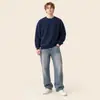 Exclusivo transfronterizo algodón 320g hombros caídos cuello redondo manga larga holgado casual sudadera con capucha de moda para hombre color liso